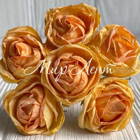 Вінтажна троянда, 3,5 см, темно-жовта, пучок з 6 квіточок