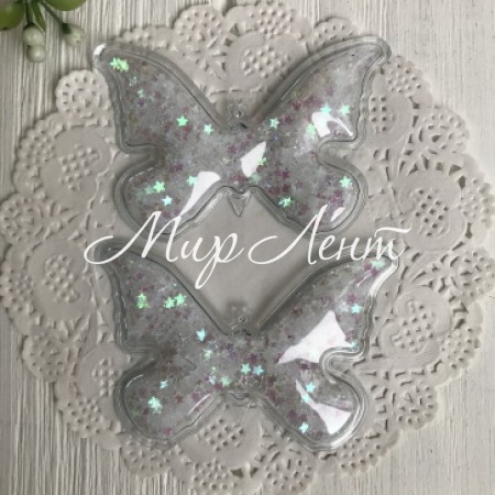 Силіконовий метелик з наповнювачем, 7х4,5 см, білі зірки, шт.