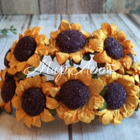 Букет соняшників, 3 см, на дроті, 10 квіточок у пучку