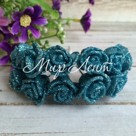 Троянда темно-блакитного кольору з глітером