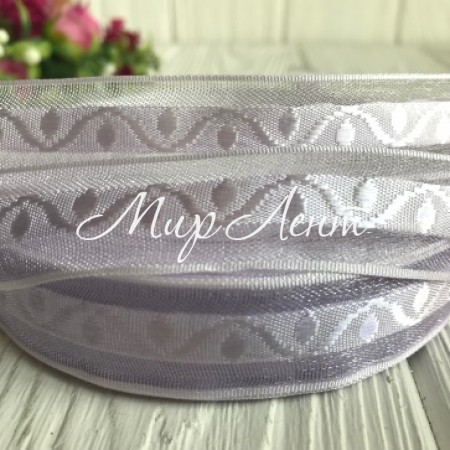 Органза з атласним візерунком, 2 см, світло-ліловий