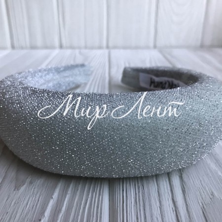 Обруч люрекс об'ємний, 4 см, білий, шт.