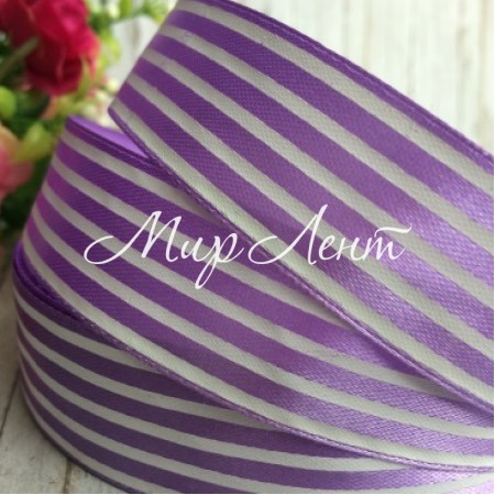 Атлас 2,5 см, смуга, фіолетовий