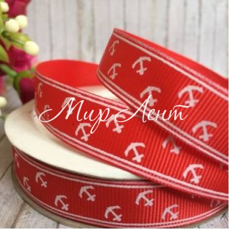 Репс 1,5 см, якорь, красный