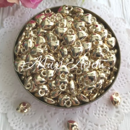 Підвіска серце (метал), 0,8 см, золото, 1 шт.