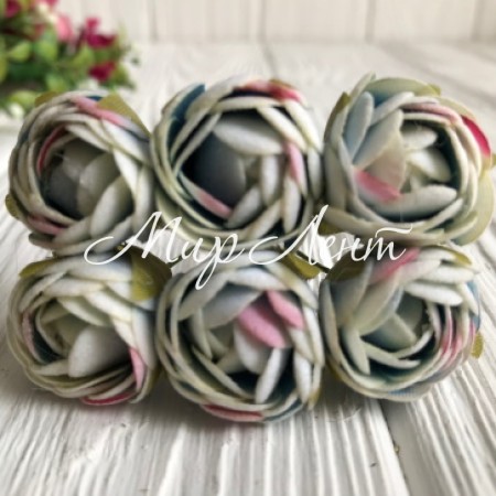 Бархатные цветы, 2,2 см, голубо-розовый, пучек