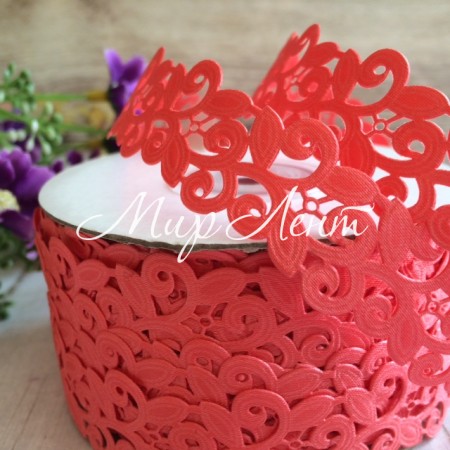 Стрічка-мереживо, 2 см, коралова