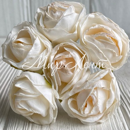 Вінтажна троянда, 3,5 см, молочна, пучок з 6 квіточок