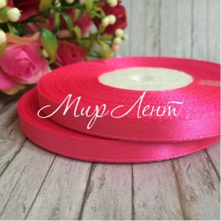 Атлас 0,6 см, світло-малиновий, рулон 33 м