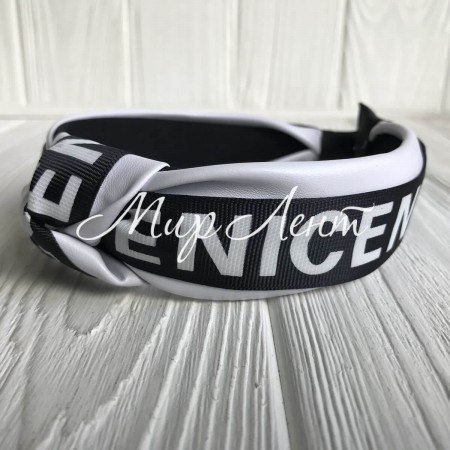 Обруч чалма з екошкіри (Nice широка), 4 см, білий, шт.