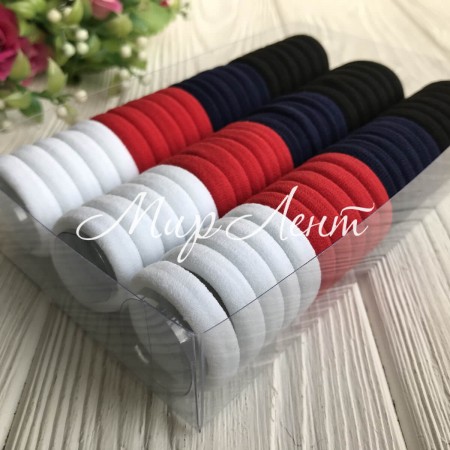 Набір резинок велюрчик, 3 см, біло-червоний, упаковка 66 шт.