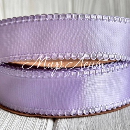 Атлас двосторонній з кантом, 2,5 см, ліловий, метр