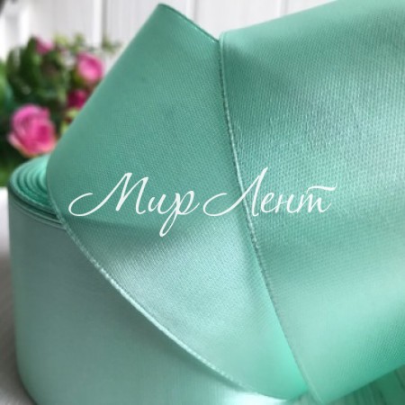 Атлас 5 см, тиффани, рулон 33 м