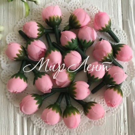 Бутон розочки mini, 1,5 см, светло-розовый