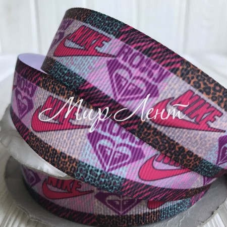 Репс 2,5 см, Nike, цветной леопард, метр