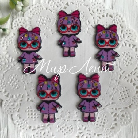 Кабошон Lol зі стразами, 3,5 см, у фіолетовому пальті, шт.