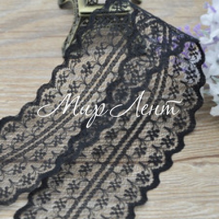 Кружево цветочек, 4,5 см, черное (не стрейчевое)