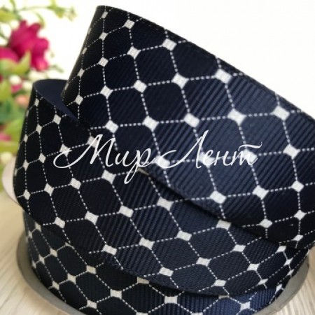 Репс 2,5 см, диагональная сеточка, сапфировый, метр