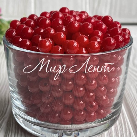 Перли 8 мм, червоні, 1 шт. (пластик)