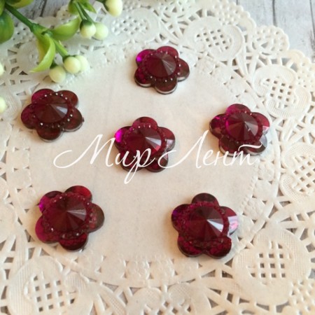 Цветочек хрусталь, 16 мм, малиновый