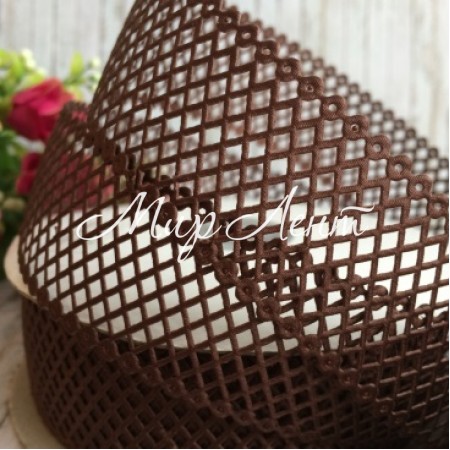 Мереживна стрічка сіточка, 4 см, шоколадний, метр