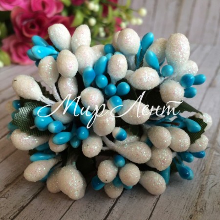 Гілочка Wow, білий перламурт з яскраво-блакитним