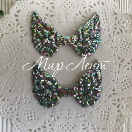 Аплікація крильця з паєтками, 3х5 см, м'ятно-рожевий, шт.