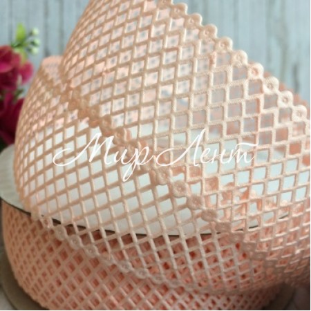 Мереживна стрічка сіточка, 4 см, персиковий, метр