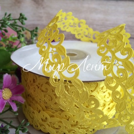 Лента-кружево, 2 см, желтая