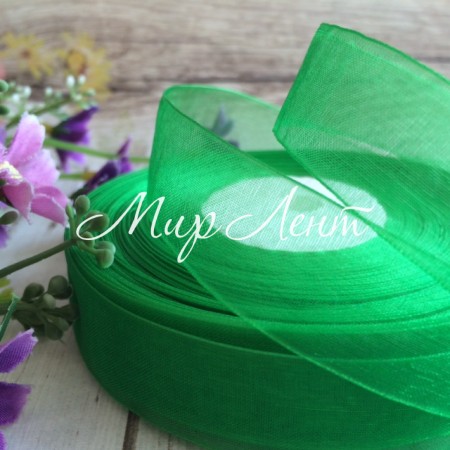 Органза 2 см, зелений, метр