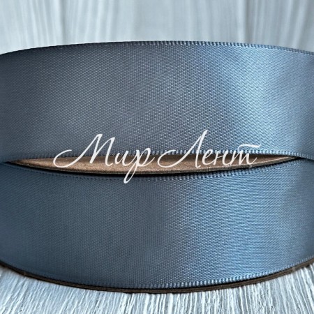 Атлас двосторонній (преміум), 2,5 см, срібло, метр