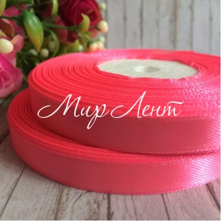 Атлас 0,9 см, яскраво-рожевий, рулон 33 м