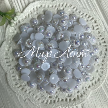 Серединка круг-ромашка (перламутр), 9 мм, білий, ціна за 1 шт.