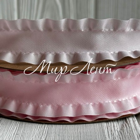Стрічка-рюша, 2,5 см, світло-рожева, метр