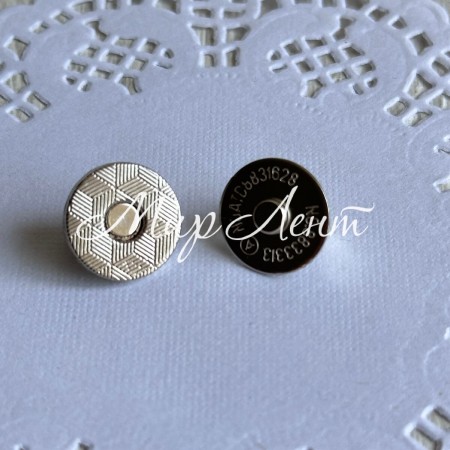 Магніт з кнопкою і кришечкою, 14 мм, срібло, шт.