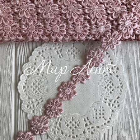 Мереживо відривне квіточка, 2,5 см, ванільно-пудровий, метр