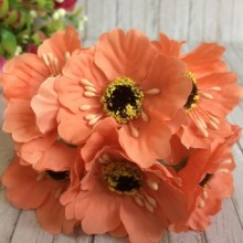 Мак, 4 см, темно-персиковий, 6 квіточок у пучку, 1 пучок