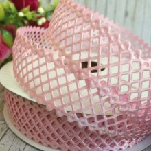 Мереживна стрічка сіточка, 2 см, світло-рожевий, метр