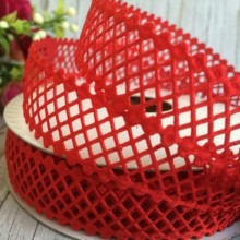 Мереживна стрічка сіточка, 2 см, червоний, метр