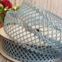 Мереживна стрічка сіточка, 2 см, блакитний, метр