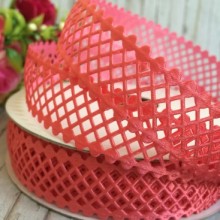 Мереживна стрічка сіточка, 2 см, кораловий, метр