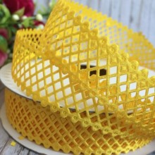 Мереживна стрічка сіточка, 2 см, темно-жовтий, метр