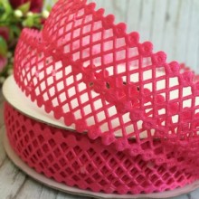 Мереживна стрічка сіточка, 2 см, малиновий, метр