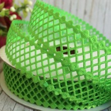 Мереживна стрічка сіточка, 2 см, яскраво-зелений, метр