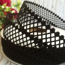 Мереживна стрічка сіточка, 2 см, чорний, метр