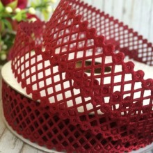 Мереживна стрічка сіточка, 2 см, бургунді, метр