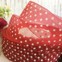 Органза горох 2,5 см, червоний оксамит