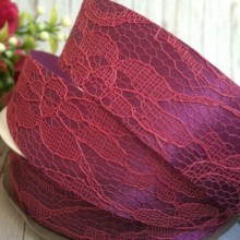 Атлас 2,5 см, мереживо, баклажановий