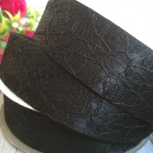 Атлас 2,5 см, мереживо, чорний