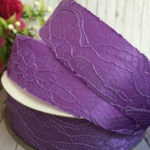 Атлас 2,5 см, мереживо, фіолетовий